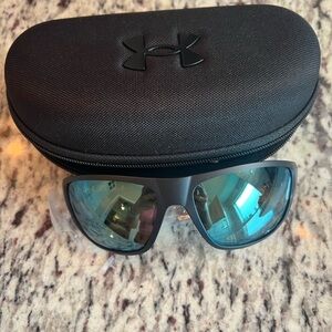 Under Armour Black Sunglasses with Reflective Blue Lenses